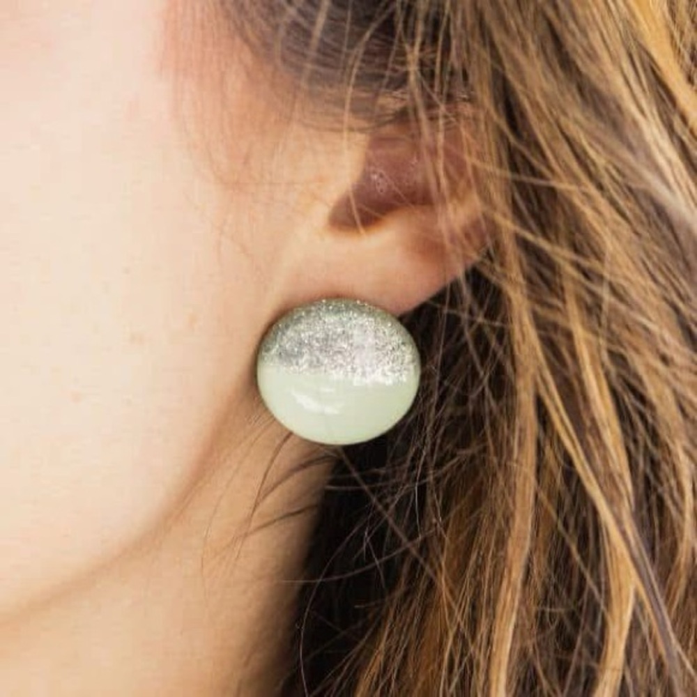 Plunder Silver and Green Earrings